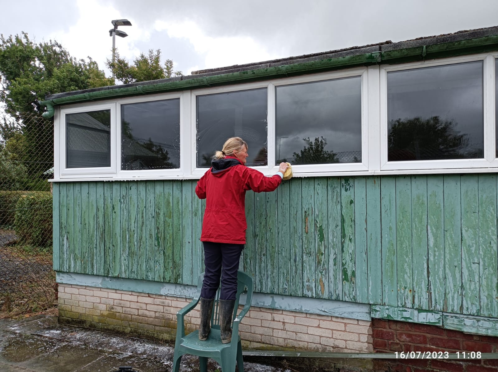 Gail preparing paintwork