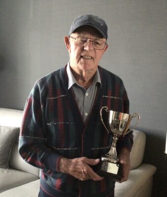 Don Lowe, winner of the Village Hall Cup, together with doubles partner John Medcalf.