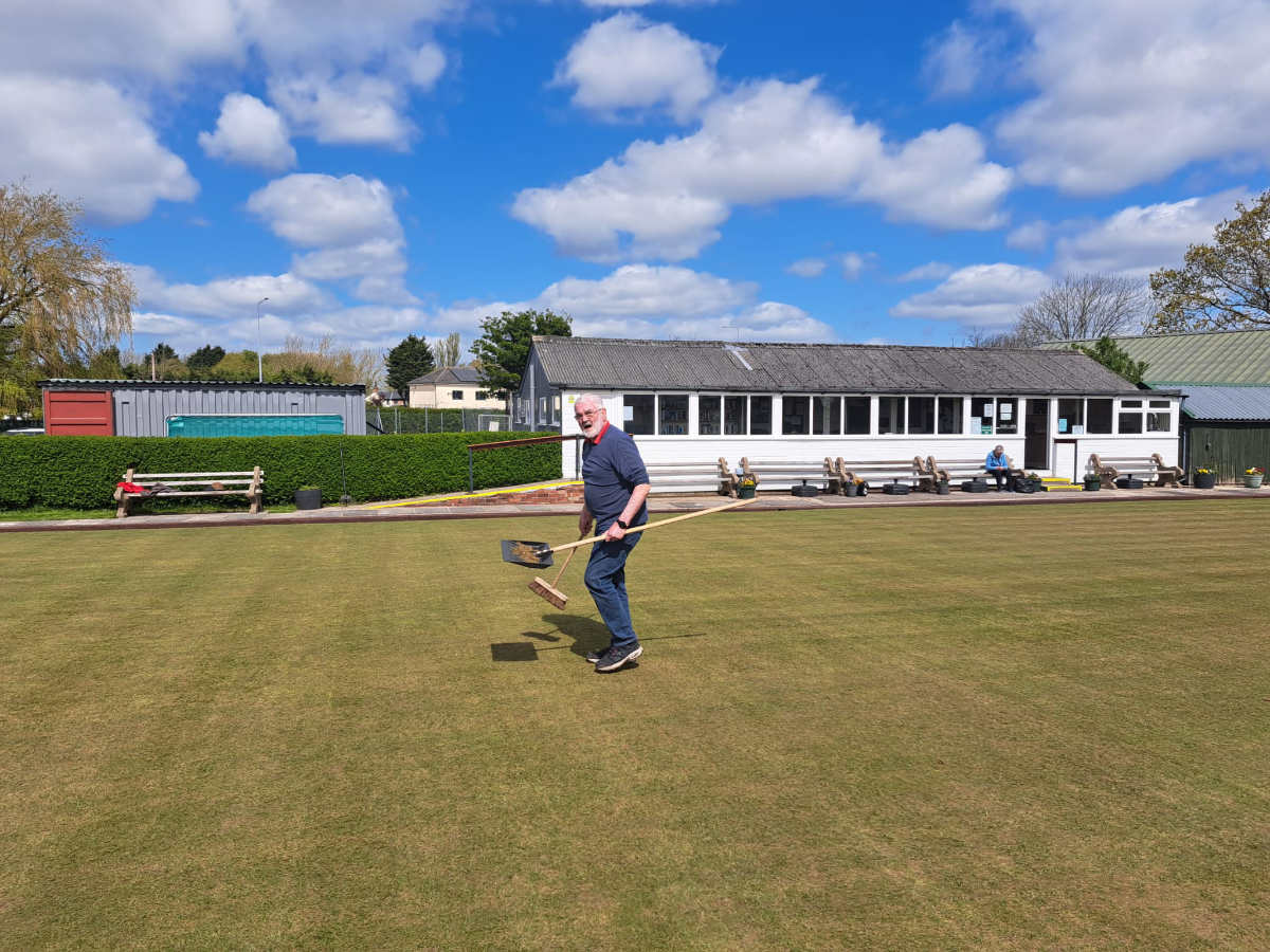 Brian working on the green
